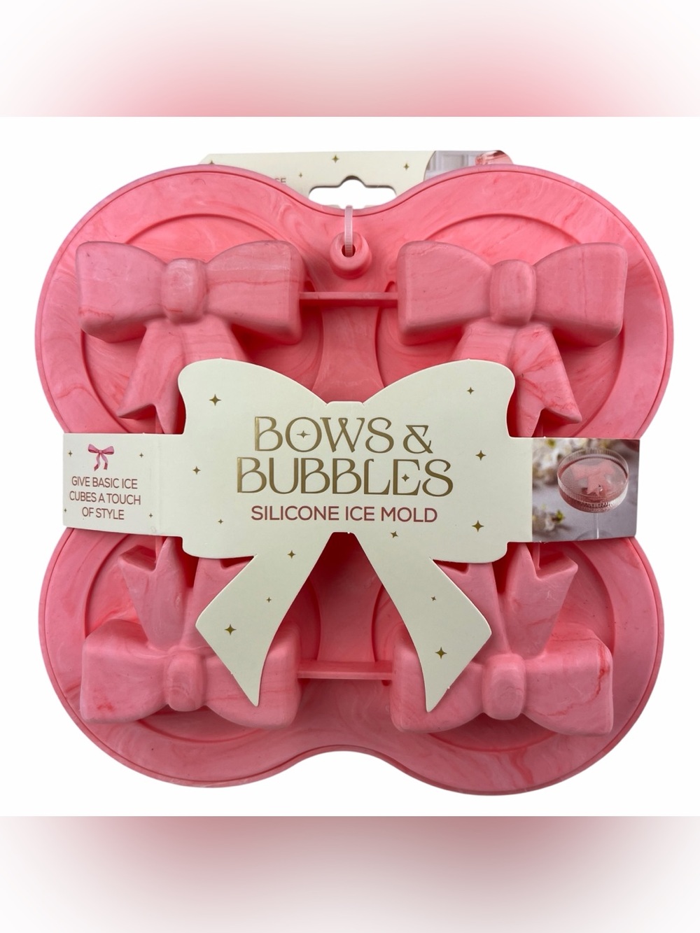 Bows & Bubbles Silicone Ice Mold - Pink Bow Shaped Ice Cubes Evriholder